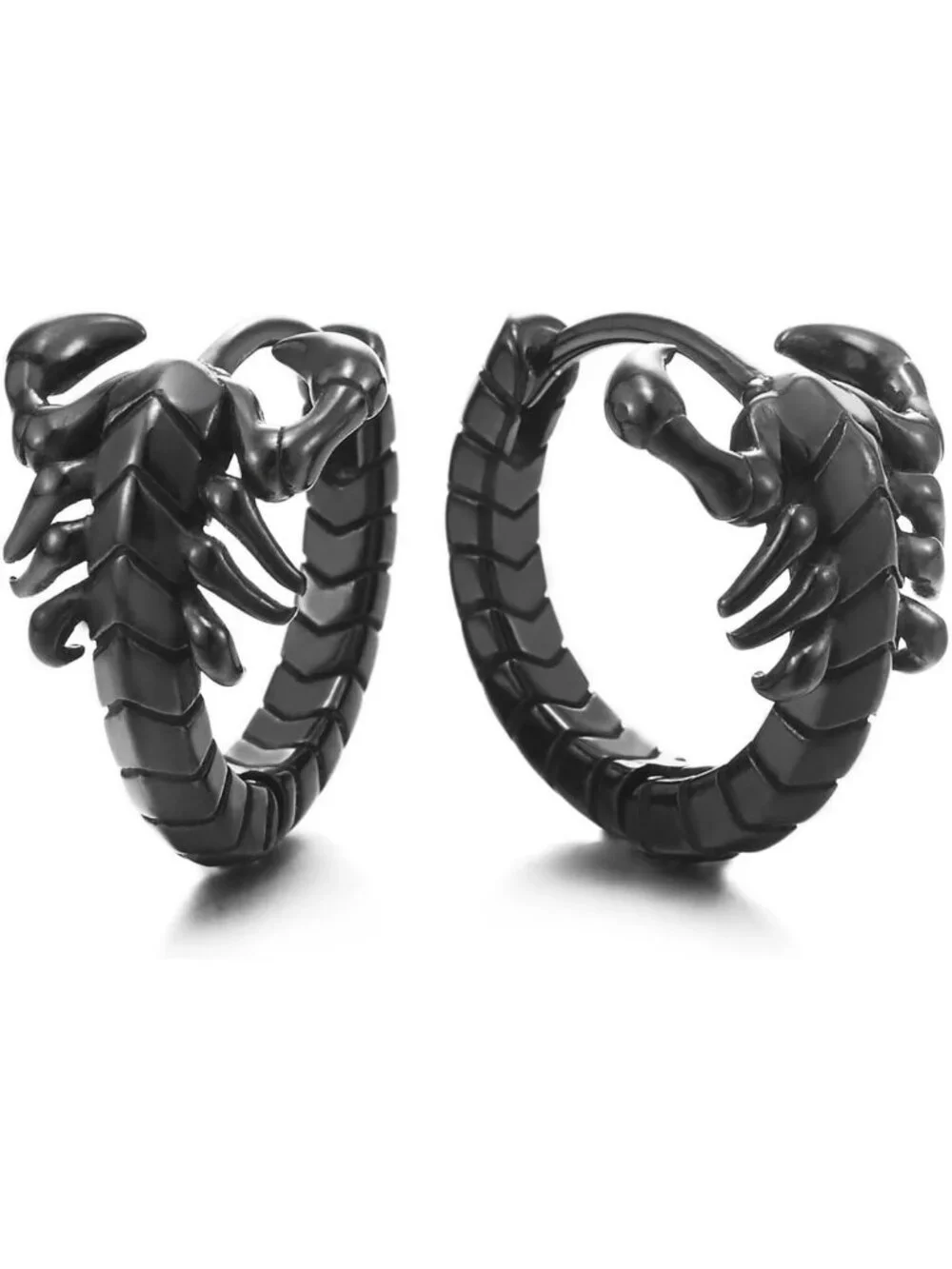 Gothic Stainless Steel Scorpion Huggie Hoop Earrings for Men - Punk Biker